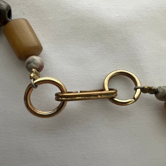 Genuine Gemstone Jasper Mixed Beaded Statement Costume Artisan Estate Necklace - Picture 7 of 12